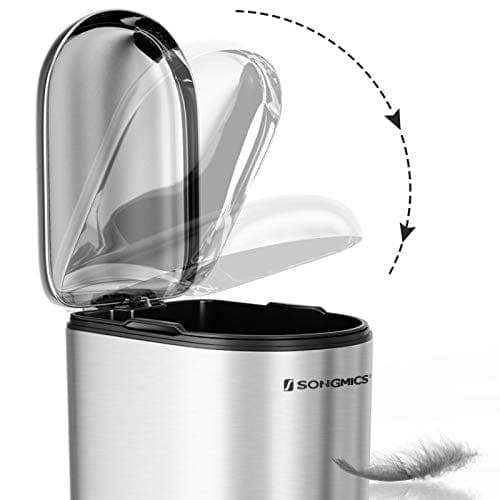 Songmics slim beholder, 10L pedalbeholder, stål, sølv