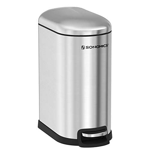 Songmics slim beholder, 10L pedalbeholder, stål, sølv