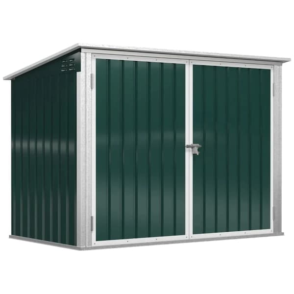 Rootz Garbage Can Box - Device Box - Garbage Box Storer For 2 Garbage Cans - Lockable - Steel - Green - 178.5 x 104.5 x 128.5/113 cm