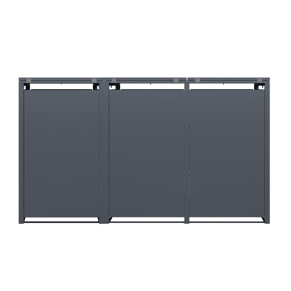 Skraldespand ombygning - 3 beholdere - Antracit - 200x80x116 cm