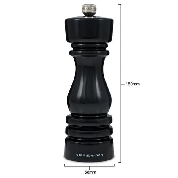 Cole - mason - H233097 - London Pepparkvarn Precision + i kol med justerbar malning Svart blank 180 mm