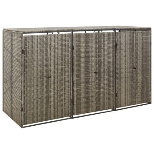 Skjul för tre soptunnor grå 207x80x117 cm konstrotting