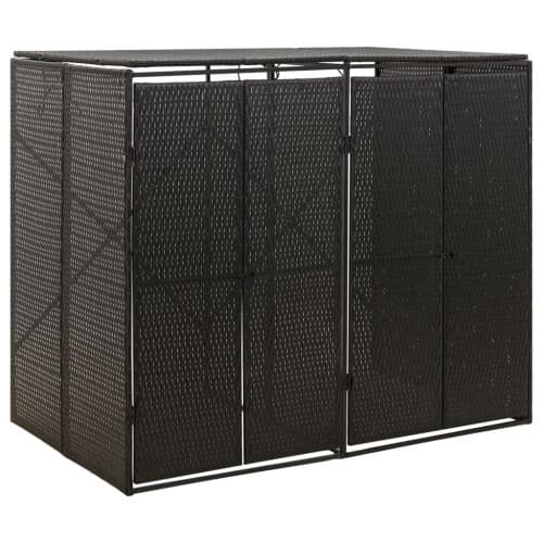Dubbelt skjul för soptunnor svart 140x80x117 cm konstrotting