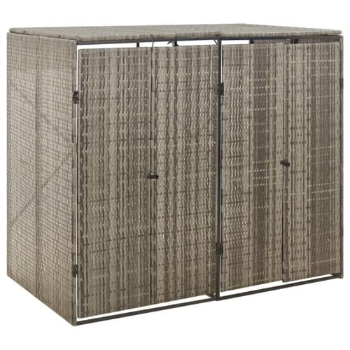 Dubbelt skjul för soptunnor grå 140x80x117 cm konstrotting