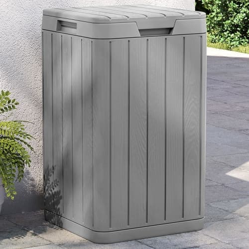 Soptunna för utomhusbruk grå 38x38x65 cm PP