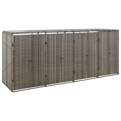 Skjul för fyra soptunnor grå 274x80x117 cm konstrotting