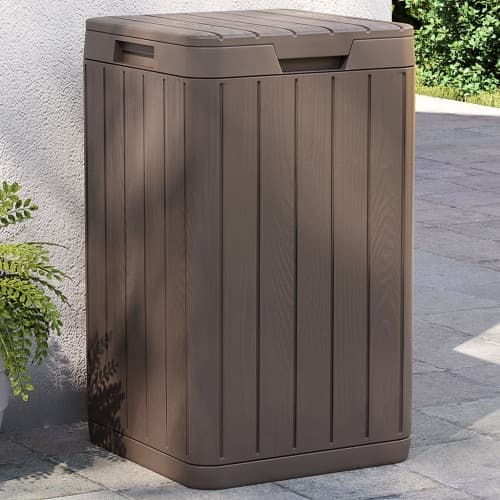 Soptunna för utomhusbruk brun 38x38x65 cm PP