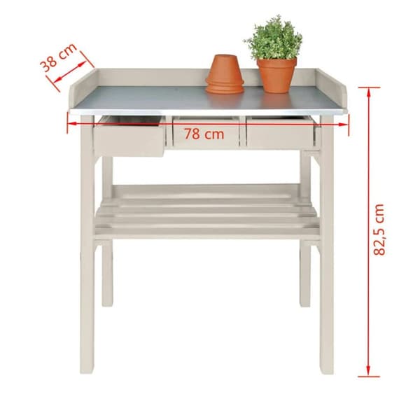 Esschert Design Planteringsbord vit CF29W