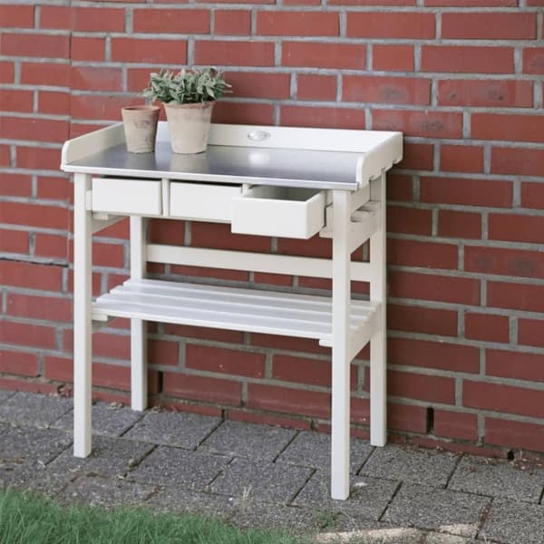 Esschert Design Planteringsbord vit CF29W