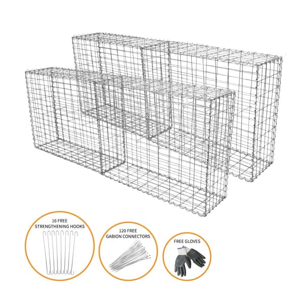 4 stk Gabioner | Gabionkorgar 80 cm (H) x 100 cm (B) x 30 cm (D) Gabion