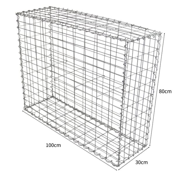 6 stk Gabioner | Gabionkorgar 80 cm (H) x 100 cm (B) x 30 cm (D) Gabion