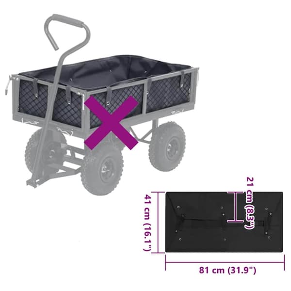 vidaXL foring til havevogn 81x41x21 cm stof sort