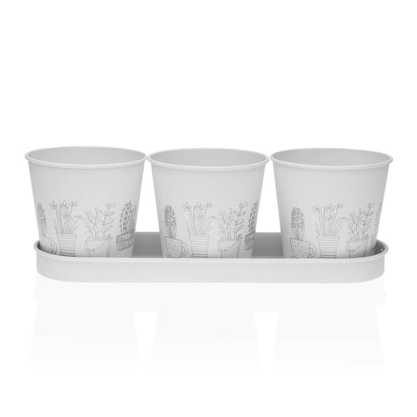 Kruka Versa Vit Trippel Metall (11 x 33 cm)