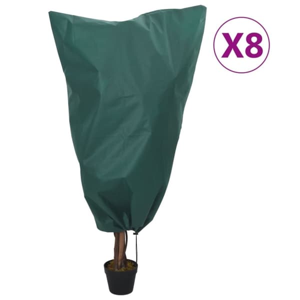 vidaXL Plantefleecetrekk med snor 8 stk 70 g/m² 0,8x0,8 m