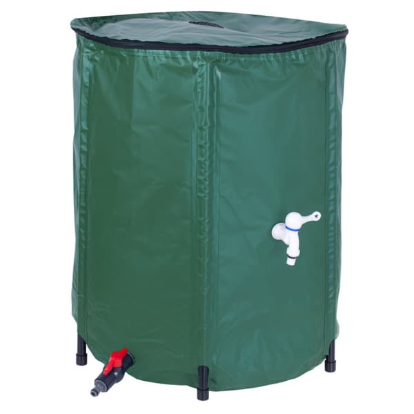Regnvandsbeholder med vandhane, foldbar regnvandstønde, 500 liter