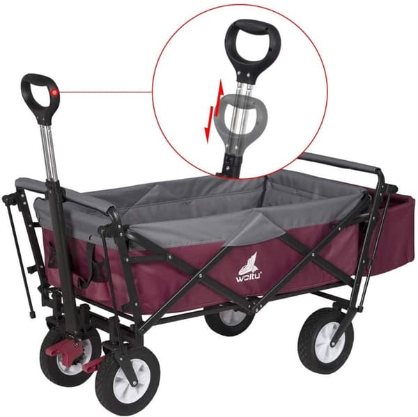 Rootz-taitettava käsikärry katolla - Apuvaunu - Puutarhakärry - Kestävä 600D polyesteri - Helppo varastointi - Raskas 80 kg Kapasiteetti - 120cm x 51c