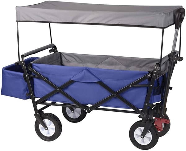 Rootz Foldbar Håndvogn - Brugsvogn - Havevogn - Holdbar konstruktion - Kraftig lastkapacitet - Nem opbevaring - 120 cm x 51 cm x 93 cm