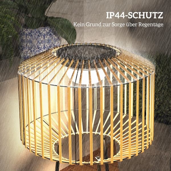 Rootz Garden Light - Solar & USB-opladning - Udendørslampe - Automatisk tænding - Plantehylde - 33cm x 96,5cm - Metal & PE Rattan - Brun/Sort