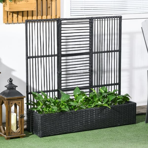 Rootz Plant Kruka - Blomlåda - Planteringskärl med spaljé - Väderbeständig PE-harts och stål - 103cm x 103cm x 29cm - Enkel montering - Snygg & funkti