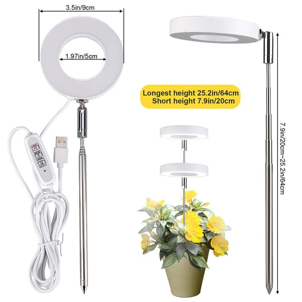 Plantelampe med justerbar højde - effektiv plantebelysning med timer og lysdæmper