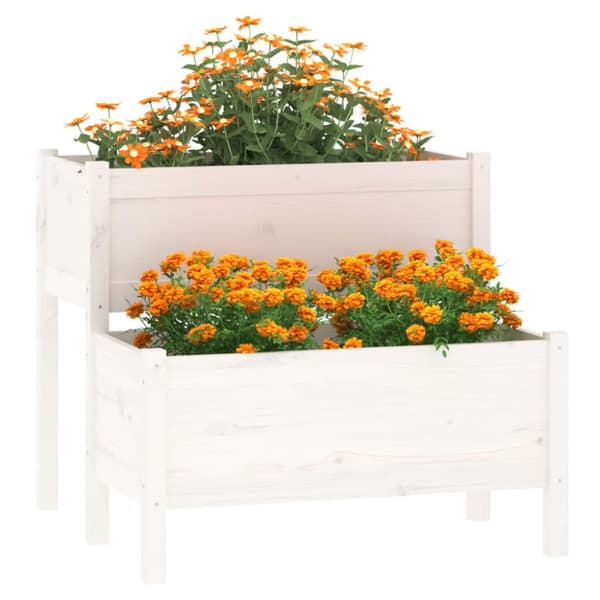 Odlingslåda vit 84,5x84x75 cm massiv furu