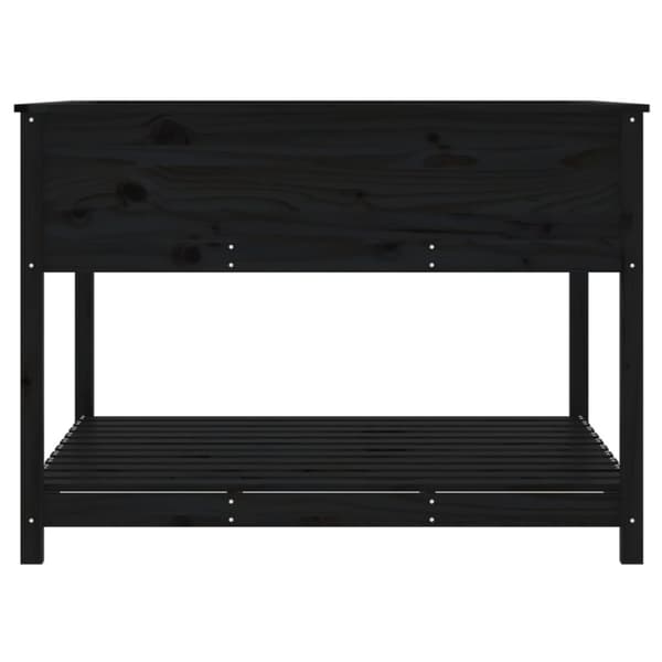 Odlingslåda med hylla svart 111,5x111,5x81 cm massiv furu