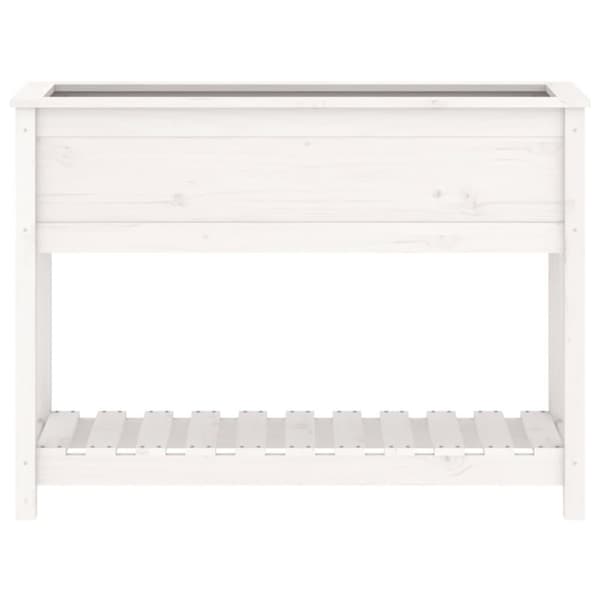 Odlingslåda med hylla vit 111,5x34,5x81 cm massiv furu