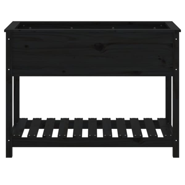 Odlingslåda med hylla svart 111,5x54x81 cm massiv furu