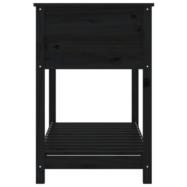 Odlingslåda med hylla svart 111,5x54x81 cm massiv furu