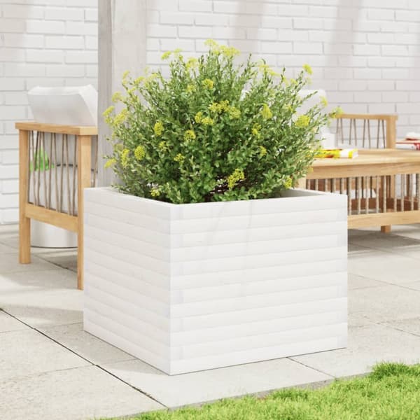Odlingslåda vit 60x60x46 cm massiv furu