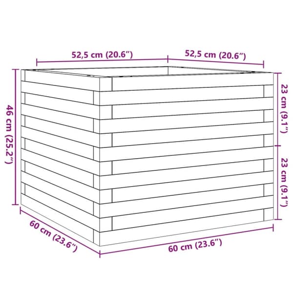 Odlingslåda vit 60x60x46 cm massiv furu