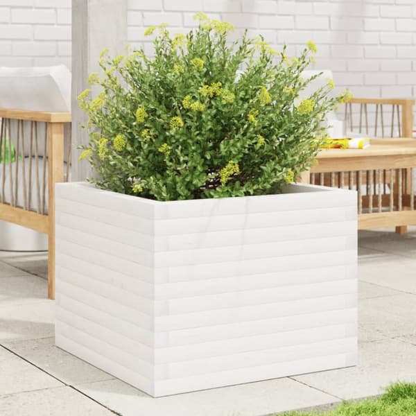 Odlingslåda vit 60x60x46 cm massiv furu