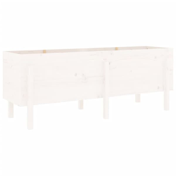 Odlingslåda på ben 160x50x57 cm vit massiv furu