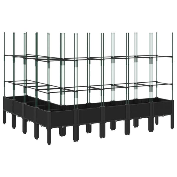 Odlingslåda med spaljé svart 200x160x142,5 cm PP