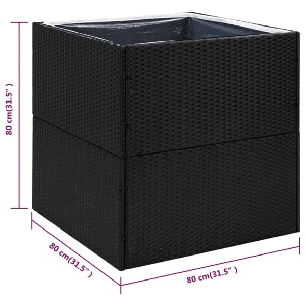 Odlingslåda svart 80x80x80 cm konstrotting