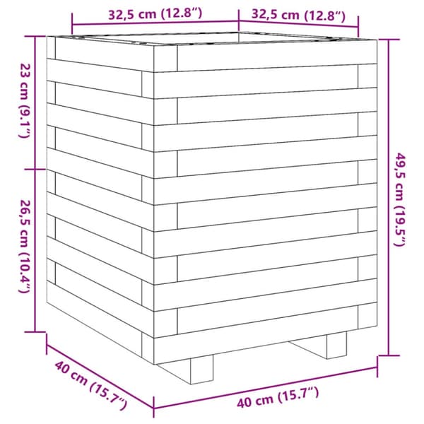 Odlingslådor vit 40x40x49,5 cm massiv furu