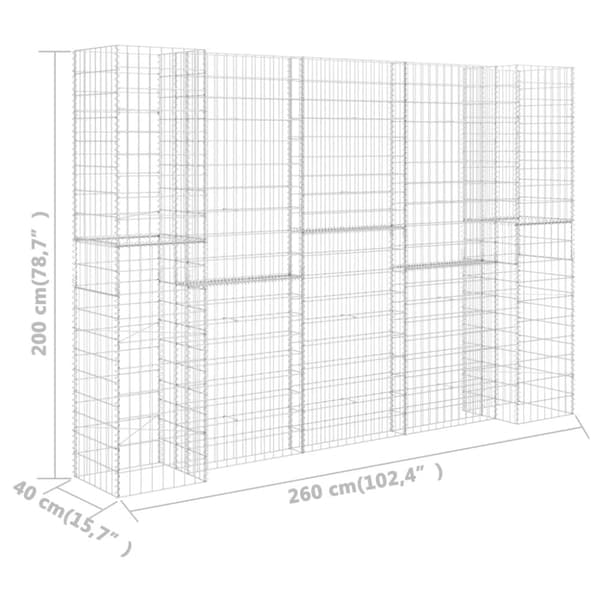 Planteringsgabion H-formad stål 260x40x200 cm