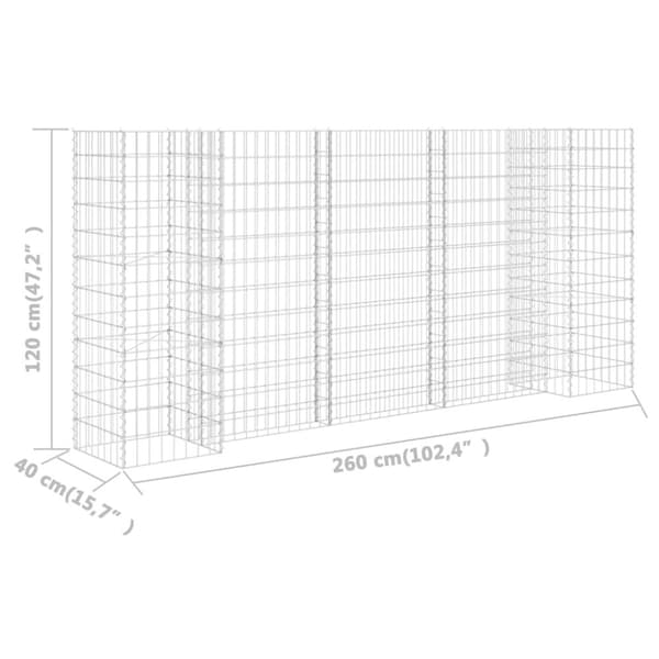 Planteringsgabion H-formad stål 260x40x120 cm