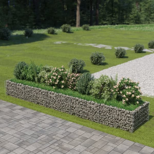 Planteringsgabion upphöjd galvaniserat stål 450x90x50 cm