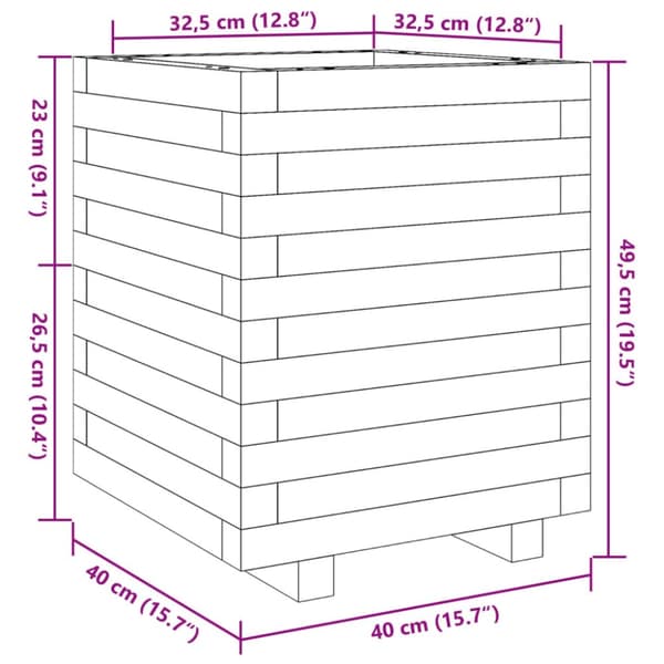 Odlingslåda 40x40x49,5 cm massivt douglasträ