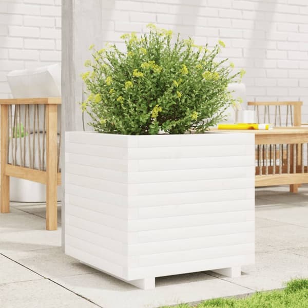 Odlingslåda vit 50x50x49,5 cm massiv furu