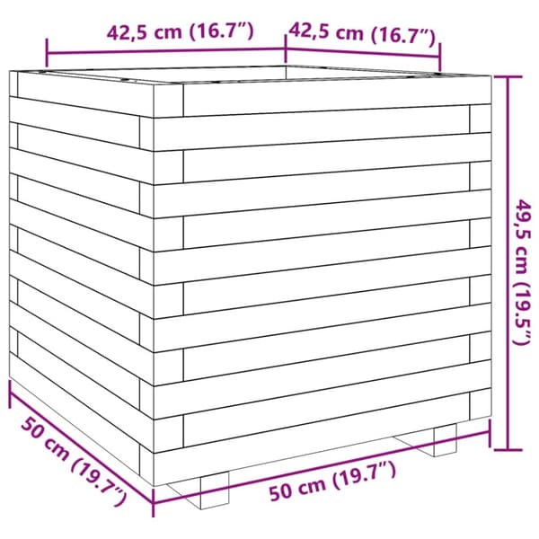 Odlingslåda vit 50x50x49,5 cm massiv furu