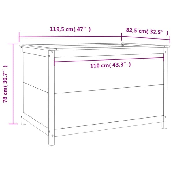 Odlingslåda på ben 119,5x82,5x78 cm vit massiv furu