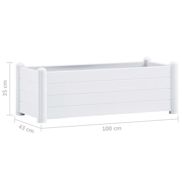 Upphöjd odlingslåda PP vit 100x43x35 cm