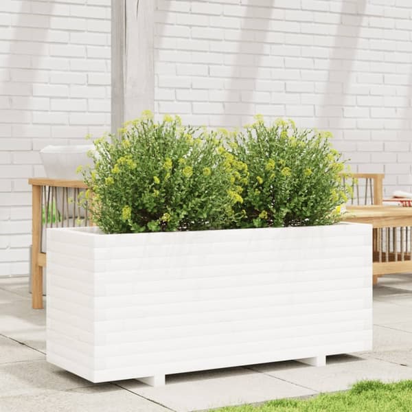 Odlingslåda vit 110x40x49,5 cm massiv furu