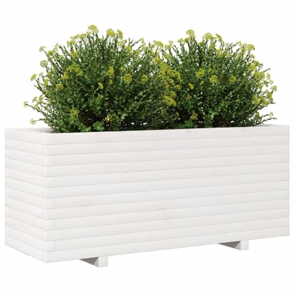 Odlingslåda vit 110x40x49,5 cm massiv furu