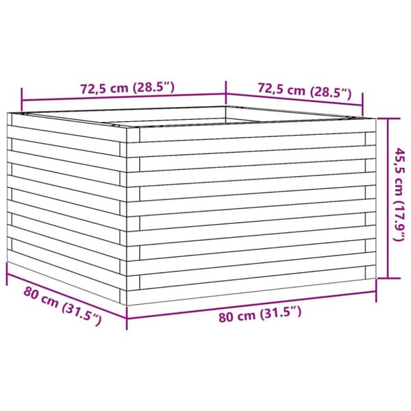 Odlingslåda 80x80x45,5 cm impregnerat furu
