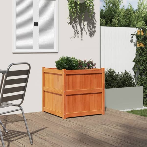 Odlingslåda vaxbrun 70x70x70 cm massiv furu