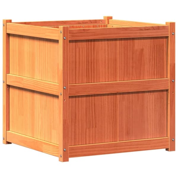 Odlingslåda vaxbrun 70x70x70 cm massiv furu
