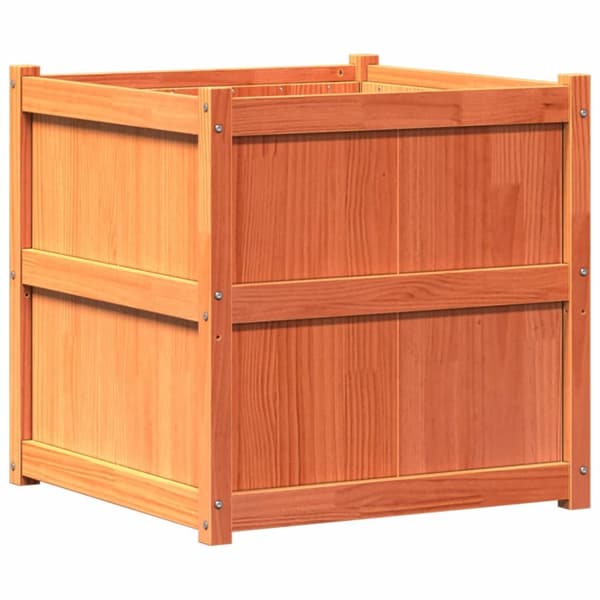 Odlingslåda vaxbrun 70x70x70 cm massiv furu
